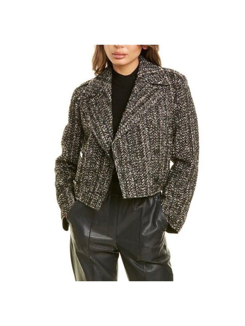 Tahari Wool Blend Cropped Double-Breasted Jacket